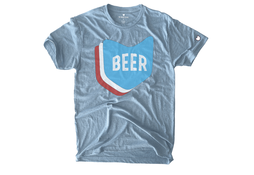 Red White and Beer T-shirt celebrating summer vibes and American spirit by The Heart State