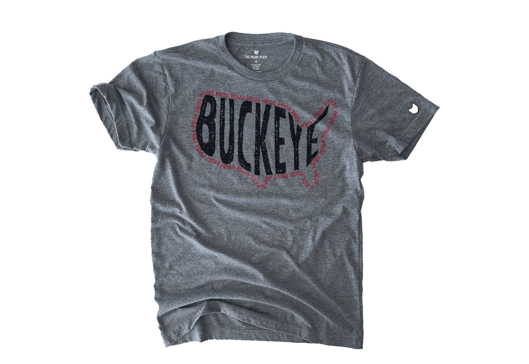 Buckeye Pride T-shirt showcasing Ohio State pride and spirit by The Heart State