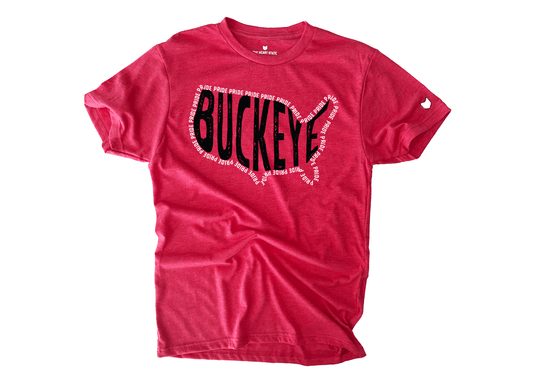 Buckeye Pride T-shirt showcasing Ohio State pride and spirit by The Heart State