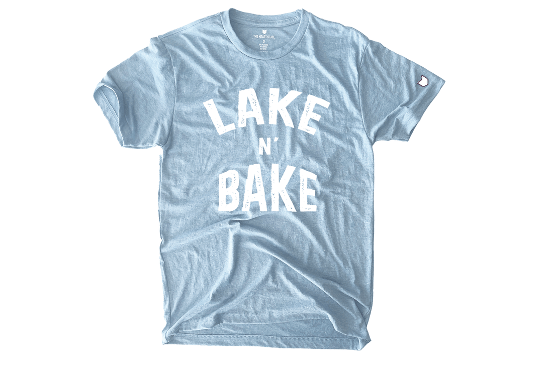 Lake n’ Bake T-shirt celebrating summer lake days and good vibes by The Heart State