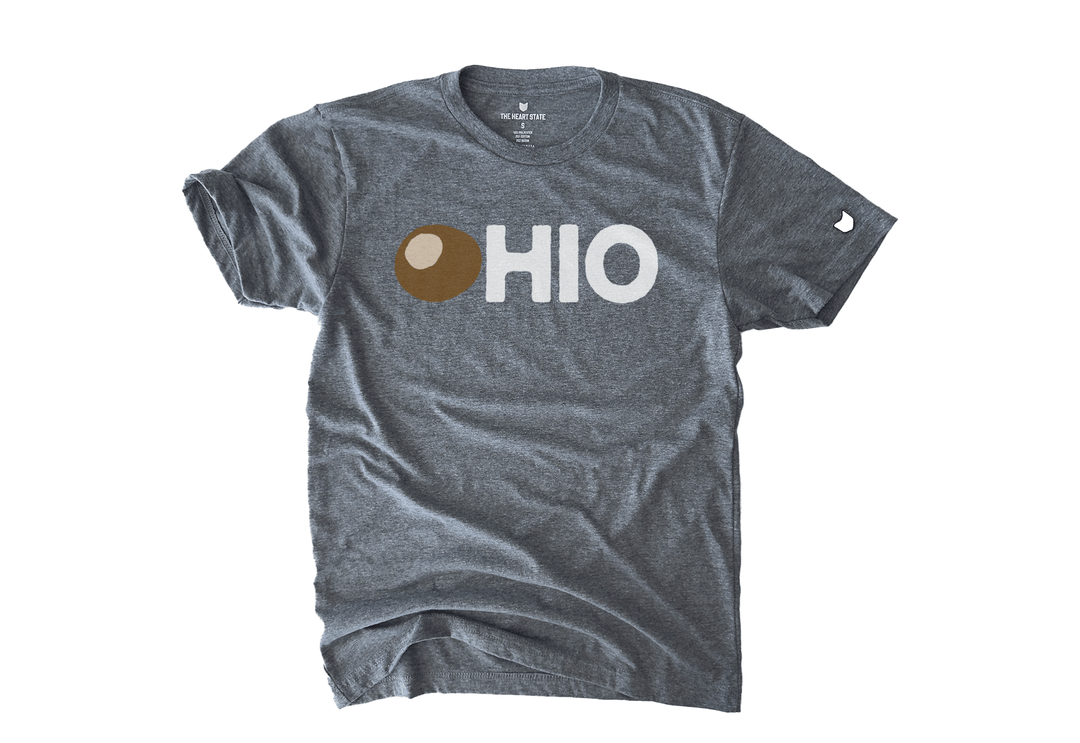 Nutty Ohio T-shirt featuring a playful buckeye design by The Heart State