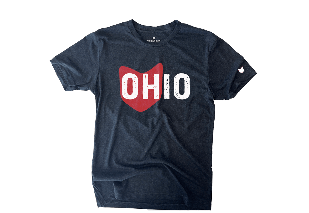 OH-IO T-shirt celebrating Ohio pride and spirit by The Heart State