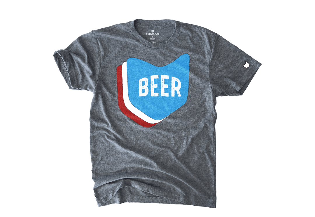 Red White and Beer T-shirt celebrating summer vibes and American spirit by The Heart State