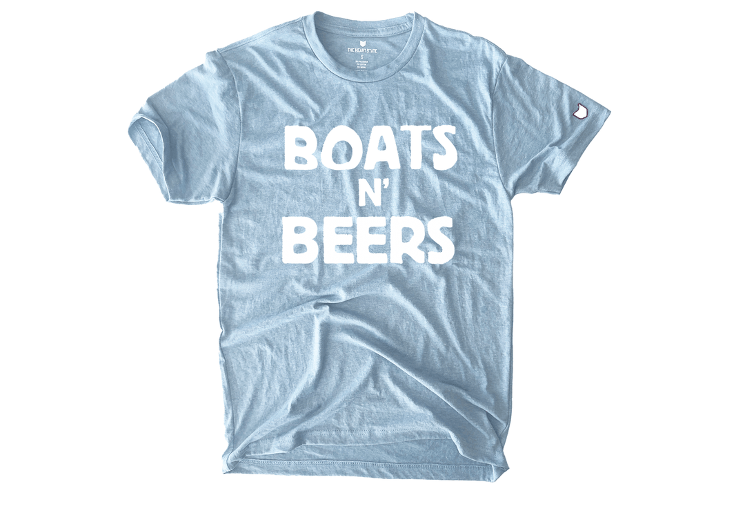 Boats n’ Beers T-shirt celebrating lake life and summer fun by The Heart State